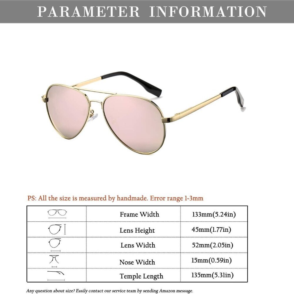 Polarized Kids Aviator Sunglasses for Girls Boys Classic Juniors Glasses UV400 P - Picture 7 of 9